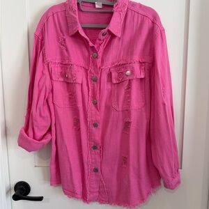 Vibrant Pink Button-Up Shirt